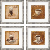 Framed 'Coffee Time on Wood 4 Piece Framed Art Print Set' border=