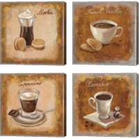 Framed 'Coffee Time on Wood 4 Piece Canvas Print Set' border=