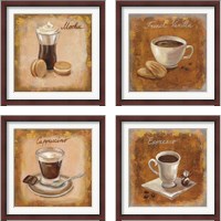 Framed 'Coffee Time on Wood 4 Piece Framed Art Print Set' border=