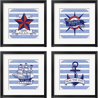 Framed 'On the Coast 4 Piece Framed Art Print Set' border=