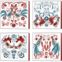 Framed 'Americana Roosters 4 Piece Canvas Print Set' border=