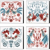 Framed Americana Roosters 4 Piece Canvas Print Set