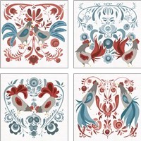 Framed Americana Roosters 4 Piece Art Print Set