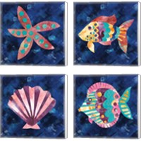 Framed 'Boho Reef  4 Piece Canvas Print Set' border=