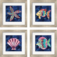 Framed 'Boho Reef  4 Piece Framed Art Print Set' border=