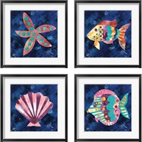 Framed 'Boho Reef  4 Piece Framed Art Print Set' border=