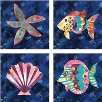 Framed Boho Reef  4 Piece Art Print Set