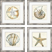 Framed 'Coastal Breeze 4 Piece Framed Art Print Set' border=