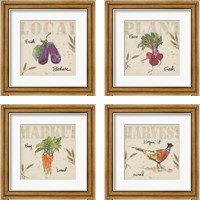 Framed 'Farmers Feast 4 Piece Framed Art Print Set' border=