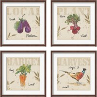 Framed 'Farmers Feast 4 Piece Framed Art Print Set' border=