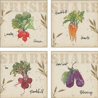 Framed Farmers Feast Harvest 4 Piece Art Print Set