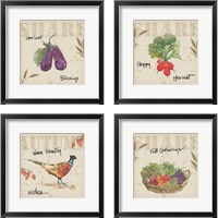 Framed 'Farmers Feast Harvest 4 Piece Framed Art Print Set' border=