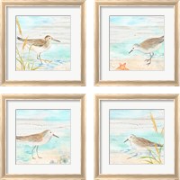 Framed 'Sandpiper Beach 4 Piece Framed Art Print Set' border=