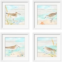 Framed 'Sandpiper Beach 4 Piece Framed Art Print Set' border=