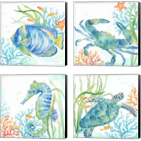 Framed 'Sea Life Serenade 4 Piece Canvas Print Set' border=