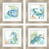 Framed 'Sea Life Serenade 4 Piece Framed Art Print Set' border=