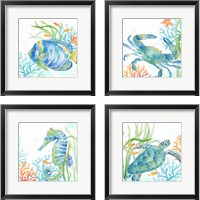 Framed 'Sea Life Serenade 4 Piece Framed Art Print Set' border=