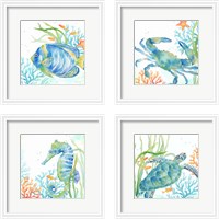 Framed 'Sea Life Serenade 4 Piece Framed Art Print Set' border=