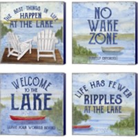 Framed 'Lake Living Panel 4 Piece Canvas Print Set' border=