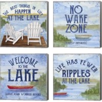 Framed 'Lake Living Panel 4 Piece Canvas Print Set' border=