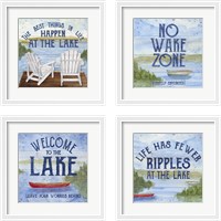 Framed 'Lake Living Panel 4 Piece Framed Art Print Set' border=