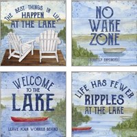 Framed 'Lake Living Panel 4 Piece Art Print Set' border=