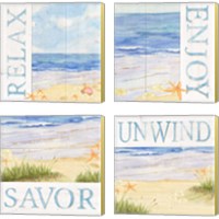 Framed 'Savor the Sea 4 Piece Canvas Print Set' border=