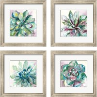 Framed Succulent Watercolor  4 Piece Framed Art Print Set