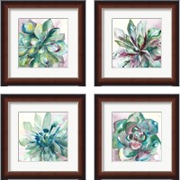 Framed 'Succulent Watercolor  4 Piece Framed Art Print Set' border=