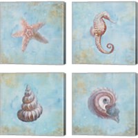 Framed 'Treasures from the Sea Watercolor 4 Piece Canvas Print Set' border=