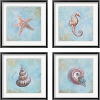 Framed 'Treasures from the Sea Watercolor 4 Piece Framed Art Print Set' border=