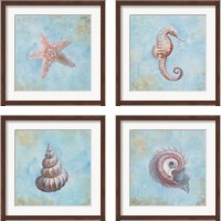Framed 'Treasures from the Sea Watercolor 4 Piece Framed Art Print Set' border=