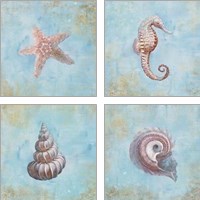 Framed Treasures from the Sea Watercolor 4 Piece Art Print Set