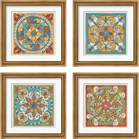 Framed 'Mediterranean Flair  4 Piece Framed Art Print Set' border=