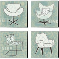 Framed 'Retro Chair 4 Piece Canvas Print Set' border=