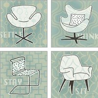 Framed 'Retro Chair 4 Piece Art Print Set' border=