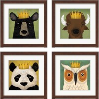 Framed Animal with Crown 4 Piece Framed Art Print Set