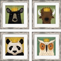 Framed Animal with Crown 4 Piece Framed Art Print Set