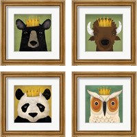 Framed Animal with Crown 4 Piece Framed Art Print Set