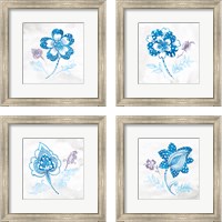 Framed 'Eastern Boho Peacock Blue 4 Piece Framed Art Print Set' border=