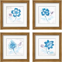 Framed 'Eastern Boho Peacock Blue 4 Piece Framed Art Print Set' border=