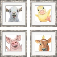 Framed 'Farm Friends 4 Piece Framed Art Print Set' border=