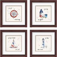 Framed 'Coastal Buoys 4 Piece Framed Art Print Set' border=