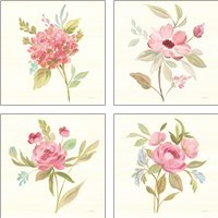 Framed 'Petals and Blossoms 4 Piece Art Print Set' border=