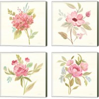 Framed 'Petals and Blossoms 4 Piece Canvas Print Set' border=