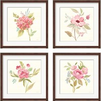 Framed 'Petals and Blossoms 4 Piece Framed Art Print Set' border=