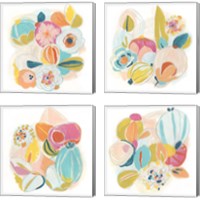 Framed 'Floral Vibe 4 Piece Canvas Print Set' border=