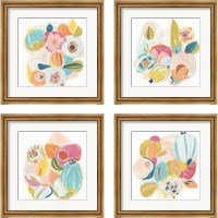 Framed 'Floral Vibe 4 Piece Framed Art Print Set' border=