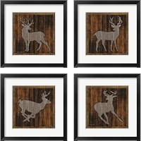 Framed Deer Running 4 Piece Framed Art Print Set
