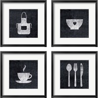 Framed 'Black Kitchen 4 Piece Framed Art Print Set' border=
